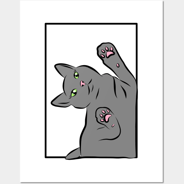 Grey cat Illustration Wall Art by uveyiknur